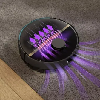 Robot de aspirare Philips Seria 7000 Aqua XU7000/01, aspirator si mop, 5000 Pa, 5200 mAh, autonomie pana la 180 de min, 6 senzori, sac de praf 3L, 5 harti, 4 niveluri: ECO, normal, ridicat, Max, filtru EPA11 lavabil, aplicatie HomeRun, negru/auriu