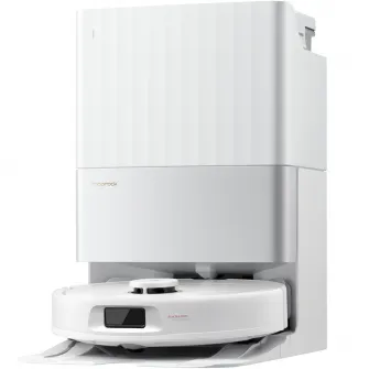 Robot de aspirare Roborock Qrevo 5AE W, aspirator si mop cu statie de golire automata, 12.000 Pa, baterie 5200 mAh, autonomie 180 min, navigatie LiDAR, recipient praf 470 ml, alb