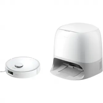 Robot de aspirare Roborock Qrevo Curv 5A1 QRCS02-00, 18500 PA, tehnologie HyperForce, sistem Dual Anti-Tangle, dock multifunctional 3.0, autocuratare cu apa fierbinte, uscare cu aer cald, alb