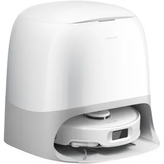 Robot de aspirare Roborock Qrevo Curv 5A1 QRCS02-00, 18500 PA, tehnologie HyperForce, sistem Dual Anti-Tangle, dock multifunctional 3.0, autocuratare cu apa fierbinte, uscare cu aer cald, alb