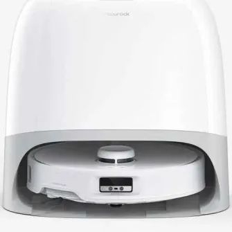 Robot de aspirare Roborock Qrevo Curv RSD0712CE cu statie de incarcare, 18500 pa, aspirator, mop si statie inteligenta cu golire automata, 66W, Lidar, baterie 5200mAh, mop rotativ, alb