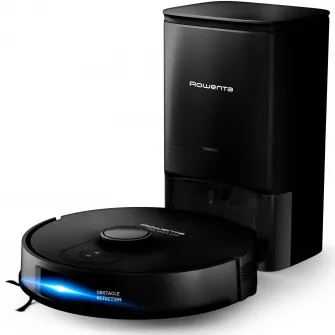 Robot de aspirare Rowenta X-Plorer Serie S135+ RR91D5WH, aspirator & mop, 5000Pa, 120 min, 2 senzori, scanare 360°, detectare obstacole, harta permanenta, recipient praf 4.5L, recipient apa 280ml, statie incarcare & golire praf, Smart Aqua Power, negru