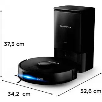 Robot de aspirare Rowenta X-Plorer Serie S135+ RR91D5WH, aspirator & mop, 5000Pa, 120 min, 2 senzori, scanare 360°, detectare obstacole, harta permanenta, recipient praf 4.5L, recipient apa 280ml, statie incarcare & golire praf, Smart Aqua Power, negru