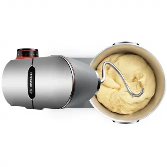 Robot de bucatarie Bosch MUM9BX5S22,1500W, 7 trepte de viteza, 3D PlanetaryMixing, Senzor Smart Dough, Cantar integrat, Temporizator integrat, 5,5 l capacitate bol, carcasa metalica, Inox