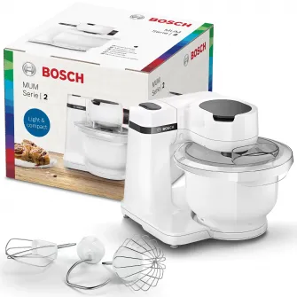 Robot de bucatarie Bosch MUMS2AW00, 700 W, 4 viteze, bol 3.8 l, Mixare planetara 3D, Alb