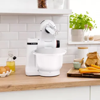 Robot de bucatarie Bosch MUMS2AW00, 700 W, 4 viteze, bol 3.8 l, Mixare planetara 3D, Alb