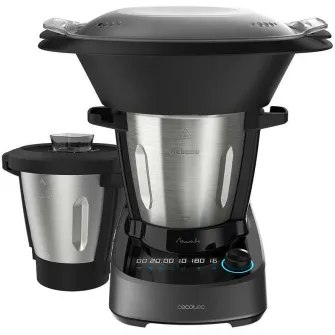 Robot de bucatarie CECOTEC Mambo 11090 Habana cu Wi-Fi 4342_crs, 37 functii, sistem de autocuratare, accesorii OneClick, cantar integrat, vas din inox si vas antiaderent Habana, negru/gri