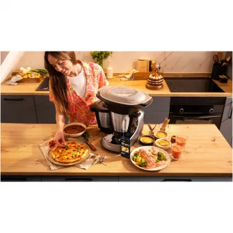 Robot de bucatarie CECOTEC Mambo 11090 Habana cu Wi-Fi 4342_crs, 37 functii, sistem de autocuratare, accesorii OneClick, cantar integrat, vas din inox si vas antiaderent Habana, negru/gri
