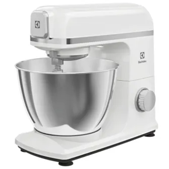 Кухонный комбайн ELECTROLUX E5KM1-4SWB, 1200 Вт, 6 ступеней скорости, функция Pulse, металлический корпус, чаша из нержавеющей стали 5 л, белый