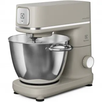 Robot de bucatarie Electrolux E6KM1-4PPT, 1200 W, corp full metal, 10 viteze + Pulse, 2 x bol inox (6 litri + 4 litri), lumina LED pentru bol, capac PerfectRiseLid pentru dospire aluat, platinum pearl