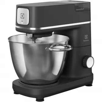 Robot de bucatarie Electrolux E6KM1-8BPT, 1200 W, corp full metal, 10 viteze + Pulse, 2 x bol inox (6 litri + 4 litri), lumina LED pentru bol, capac PerfectRiseLid pentru dospire aluat, protectie anti-stropire, antracit