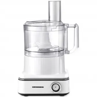 Robot de bucatarie Heinner FineGourmet FHP-K1000WP, 1000W, 6 viteze+pulse, bol procesare: 2.3L, lame inox, disc framantare, 3 lame feliere, disc emulsifiere, cana plastic 1.5l, storcator citrice, alb