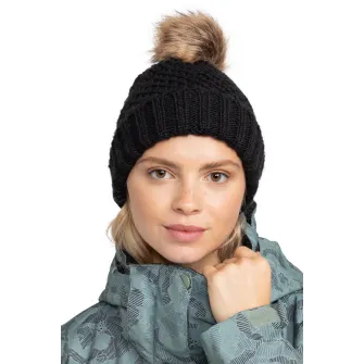 ROXY, Caciula cu ciucure, pentru schi Blizzard, Negru, Maro fango, 54 CM