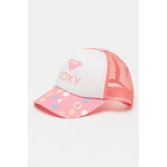 ROXY, Sapca cu imprimeu logo, Alb, Roz, 53 CM