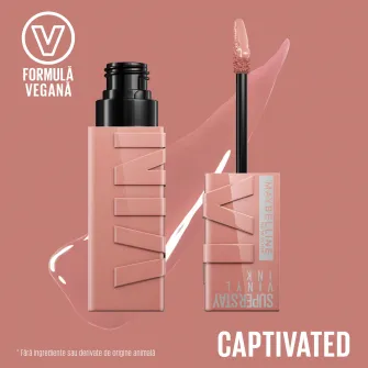 Ruj lichid rezistent cu stralucire de vinil Maybelline New York SuperStay Vinyl Ink 95 Captivated