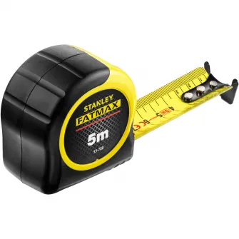 Ruleta 5 m Stanley FatMax 0-33-720, Bladearmor si acoperire Mylar, maner captusit, rezistenta la soc, reduce ruperea benzii cu 90%, lama rigida pana la 3.5m, clip de centura, carcasa cu elastomer pentru confort