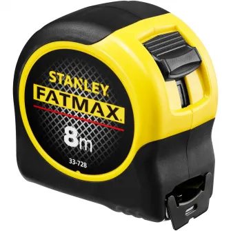 Ruleta 8 m Stanley FatMax 0-33-728, metrica cu Bladearmor si acoperire Mylar, maner captusit, precizie clasa II, lama de 32 mm pentru citire usoara si proiectie de 3,35 m, Bladearmor reduce ruperea cu 95%