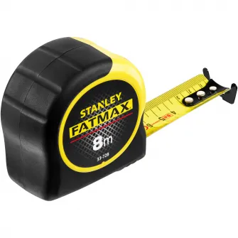 Ruleta 8 m Stanley FatMax 0-33-728, metrica cu Bladearmor si acoperire Mylar, maner captusit, precizie clasa II, lama de 32 mm pentru citire usoara si proiectie de 3,35 m, Bladearmor reduce ruperea cu 95%