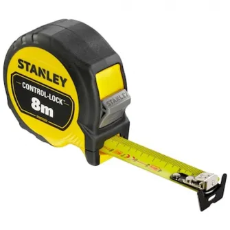 Ruleta 8 m Stanley STHT37232-0 Control-Lock, 25mm latime, frana de deget integrata pentru control suprem si durata de viata prelungita a benzii, imprimare pe ambele fete ale lamei pentru masuratori incomode sau deasupra capului