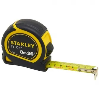 Ruleta 8m Stanley Tylon 0-30-656, cu numere centralizate pentru marcaje, design compact ergonomic si carcasa rezistenta la socuri