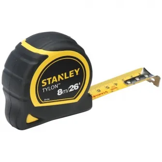 Ruleta 8m Stanley Tylon 0-30-656, cu numere centralizate pentru marcaje, design compact ergonomic si carcasa rezistenta la socuri