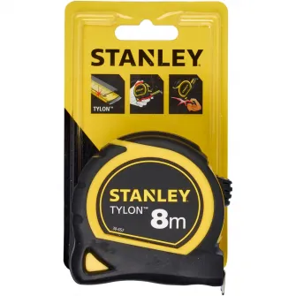 Ruleta 8m Stanley Tylon 0-30-657, cu numere centralizate pentru marcaje, design compact ergonomic si carcasa rezistenta la socuri, ofera acces facil la masuratori precise si protejeaza lama impotriva impacturilor