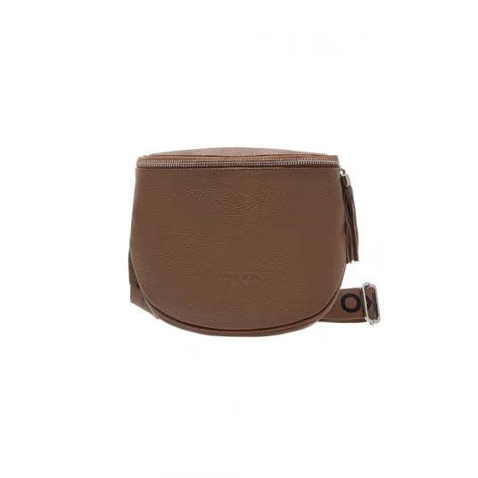 RYŁKO, Geanta crossbody de piele cu fermoar, Maro
