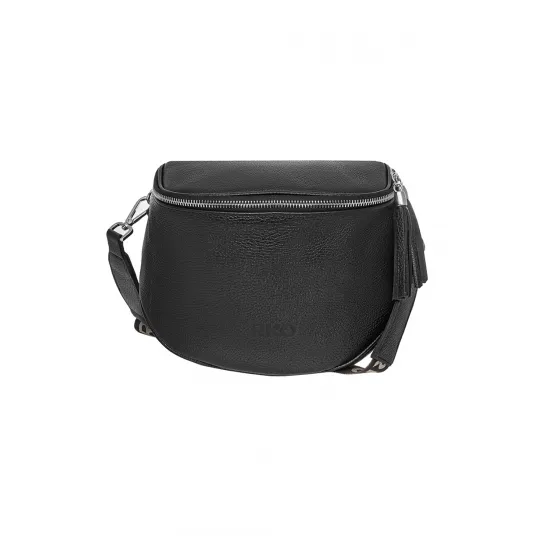 RYŁKO, Geanta crossbody de piele cu fermoar, Negru