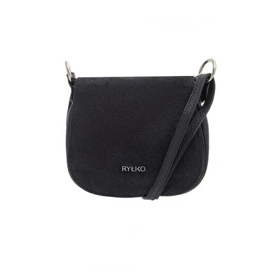 RYŁKO, Geanta crossbody de piele cu logo Torebka, Negru