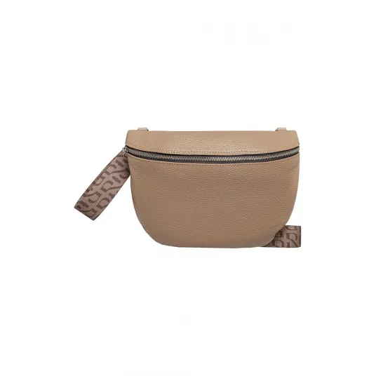 RYЕЃKO, Geanta crossbody de piele cu aspect texturat, Caramel