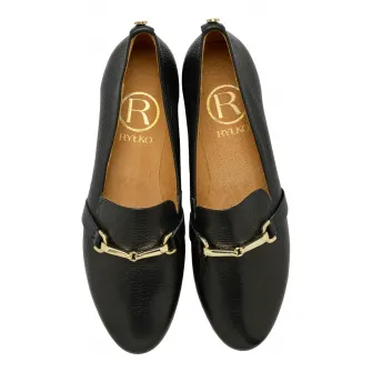 RYЕЃKO, Mocasini de piele Karen, Auriu, Negru, 37.5