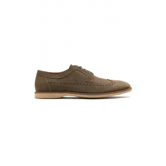 RYЕЃKO, Pantofi brogue de piele intoarsa Scott, Kaki, 43