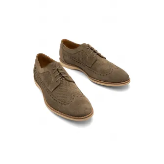 RYЕЃKO, Pantofi brogue de piele intoarsa Scott, Kaki, 43