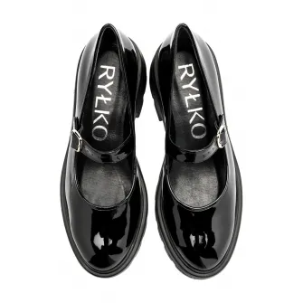 RYЕЃKO, Pantofi cu aspect lacuit Sisi, Negru, 40