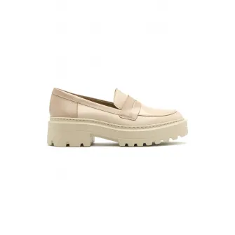 RYЕЃKO, Pantofi loafer de piele cu aspect masiv, Bej, 40