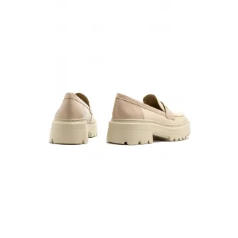 RYЕЃKO, Pantofi loafer de piele cu aspect masiv, Bej, 40