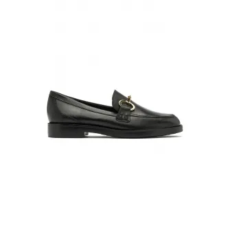 RYЕЃKO, Pantofi loafer de piele cu detalii de lant, Auriu, Negru, 37