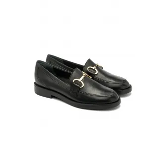 RYЕЃKO, Pantofi loafer de piele cu detalii de lant, Auriu, Negru, 36