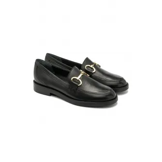 RYЕЃKO, Pantofi loafer de piele cu detalii de lant, Auriu, Negru, 37