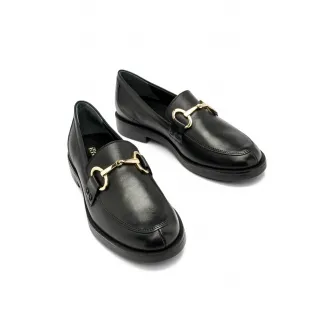 RYЕЃKO, Pantofi loafer de piele cu detalii de lant, Auriu, Negru, 37