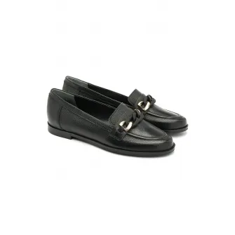RYЕЃKO, Pantofi loafer de piele cu detalii lant, Auriu, Negru, 38