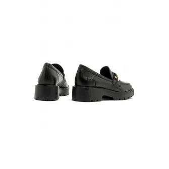 RYЕЃKO, Pantofi loafer de piele cu detalii lant, Auriu, Negru, 40