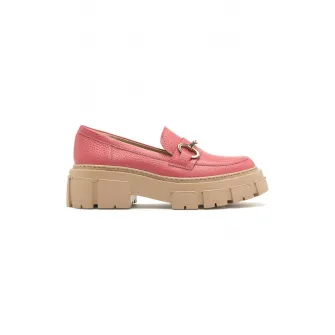 RYЕЃKO, Pantofi loafer de piele cu detaliu metalic Pauline, Auriu, Roz aprins, 39