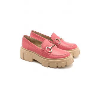 RYЕЃKO, Pantofi loafer de piele cu detaliu metalic Pauline, Auriu, Roz aprins, 39