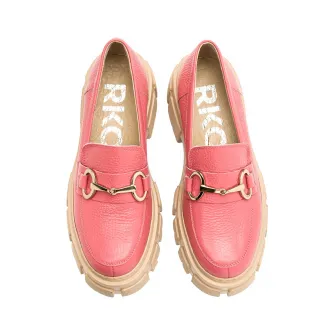 RYЕЃKO, Pantofi loafer de piele cu detaliu metalic Pauline, Auriu, Roz aprins, 39
