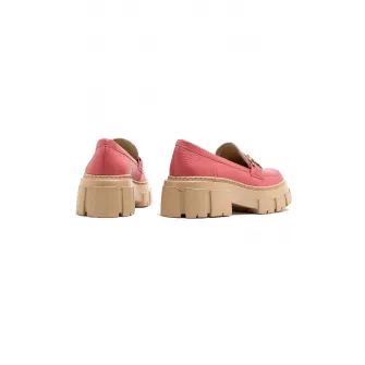 RYЕЃKO, Pantofi loafer de piele cu detaliu metalic Pauline, Auriu, Roz aprins, 39