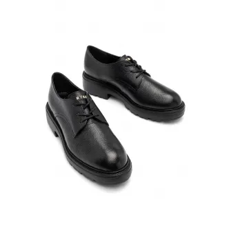 RYЕЃKO, Pantofi loafer de piele cu varf rotund, Negru, 37
