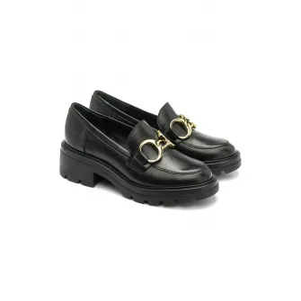 RYЕЃKO, Pantofi loafer de piele Sisi, Auriu, Negru, 39