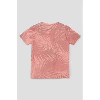 s.Oliver, Tricou cu imprimeu tropical, Roz somon, 158-164 CM