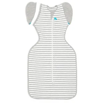Sac de dormit de tranzitie pentru infasat si rostogolit Love to Dream Swaddle Up, alb si gri, L, 8.5-11kg, 1 TOG